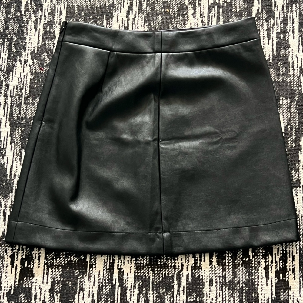 NWT J. Crew Factory Black Faux Leather Mini Skirt